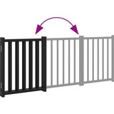 vidaXL Vrata za pse zložljiva 3 paneli črna 150 cm trden les jelke | Shoptok.si
