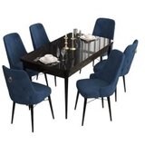 Hanah home set trpezarijski sto i 6 stolica are black marble navy blue | ePonuda.com