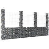 vidaXL Gabionska košara U-oblika s 4 stupa 380 x 20 x 200 cm željezna Cijene
