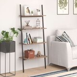vidaXL 4-nadstropni prislonski regal temno rjav in črn 64x34x150,5 cm | Shoptok.si