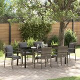 vidaXL 7-delni vrtnarski jedilni set z blazinami Siva Poly Rattan | Shoptok.si