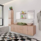 Furnova 11delni Komplet Kopalniškega Pohištva z Umivalnikom in Pipo Bež, (21946056) | Shoptok.si