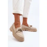 Laura Messi Women's Leather Moccasins with Ornament 2780 Beige