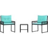  Set vanjskog namještaja s jastukom 3 pcs Crna i Tirkizna | Eponuda.com