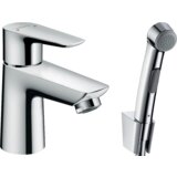 Hansgrohe enoročna armatura za bide Talis E z ročno prho, cevjo in zgornjim delom sifona (71729000) | Shoptok.si