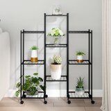 vidaXL stalak za cvijeće s kotačima 83 x 25 x 103,5 cm crni željezni | shoptok.hr