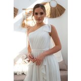 Carmen Ecru Chiffon One-Shoulder Long Evening Dress Wedding Dress And Outdoor Shooting Dress | shoptok.hr
