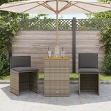  3-dijelni bistro set od poliratana s jastucima sivi Smeđa | Shoptok.si