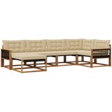  Set vanjskih sofa 6 kom. Prirodna i bež Čvrsto drvo akacije | shoptok.hr