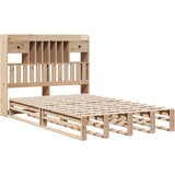 vidaXL Krevet s regalom za knjige bez madraca 135x190 cm od borovine | shoptok.hr