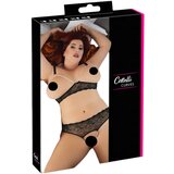 Cottelli Plus Size - komplet grudnjaka s perlama od čipke (crni) - 3XL | shoptok.hr