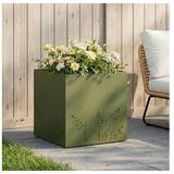 vidaXL Vrtna saksija Maslinastozelena 50 x 50 x 49 cm Čelična vrata - Maslinastozelena 50 x 50 x 49 cm 1 | shoptok.hr