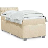 vidaXL Box spring postelja z vzmetnico krem 80x200 cm blago | Shoptok.si