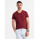 Ombre BASIC men's cotton classic tee shirt with a v-neck - maroon | Shoptok.si