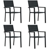 Maison Chic Vrtni stoli - Stol za vrt 4 kosi črni HDPE videz lesa JS1538, (21878828) | Shoptok.si
