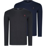 Dewberry DUAL SET T8588 ROUND COLLAR MEN'S SWEATSHIRT-BLACK-LACİVERT | Shoptok.si