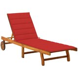  Vrtna ležaljka za sunčanje s jastukom masivno bagremovo drvo Crvena 200 x 63 x 85 cm | shoptok.hr