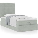 vidaXL Otomanski posteljni okvir z vzmetnicami siv 100x200cm žamet | Shoptok.si
