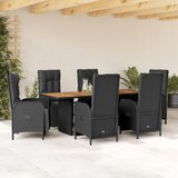 vidaXL 7-dijelni vrtni blagovaonski set s jastucima crni od poliratana | shoptok.hr
