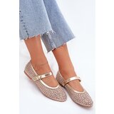Boto Decorated Women's Ballet Flats With Strap And Buckle Gold Avirae | Shoptok.si