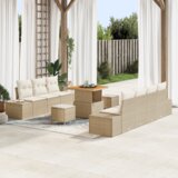  Vrtna garnitura - 10-dijelni set vrtnih sofa s jastučićima Bež Poli Ratan Akacija | shoptok.hr