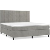 The Living Store Box spring postelja z vzmetnico svetlo siva 180x200 cm žamet - Box Spring Postelja, (21492367) | Shoptok.si