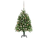  Umjetno osvijetljeno božićno drvce s kuglicama 120 cm zeleno | shoptok.hr