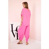 Kesi Włoski Viscose blouse + pants set pink | Shoptok.si