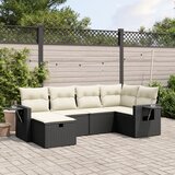 vidaXL 6-dijelni set vrtnih sofa s jastucima crni od poliratana | shoptok.hr