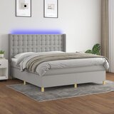  Krevet box spring s madracem LED svjetlosivi 180x200 cm tkanina | shoptok.hr