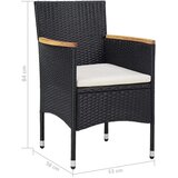  5-dijelni vrtni blagovaonski set poliratan i drvo bagrema crni | shoptok.hr