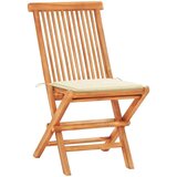 vidaXL 3-dijelni bistro set s krem jastucima od masivne tikovine | shoptok.hr