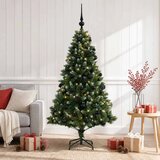  Umjetno božićno drvce s kuglicama 120 cm 150 LED lampica - 120 cm s LED-ima i crnim lopticama | shoptok.hr