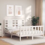 vidaXL Okvir kreveta s uzglavljem bijeli 120 x 200 cm od masivnog drva Cijene
