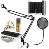 Auna MIC-900G USB V5, kondenzatorski mikrofon, nosač mikrofona, apsorpcijski panel, pop filter, zlatna boja