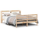 Maison Chic Posteljni okvir - Dvoposteljna postelja - Zakonska postelja z vzglavjem 120x190 cm trdna borovina, (21692791) | Shoptok.si