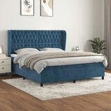Maison Chic Box spring postelja - Vzmetna postelja z vzmetnico temno modra 160x200 cm žamet SL9365, (21905380) | Shoptok.si
