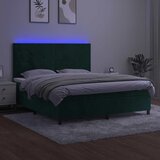 Krevet box spring s madracem LED tamnozeleni 180x200 cm baršun | shoptok.hr