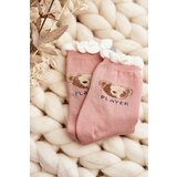 Aura.via Thick Cotton Socks With Bear Pink | shoptok.hr