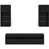 TV zidne jedinice s LED-om 5 pcs Crni hrast 40 5 x 30 x 90 cm | shoptok.hr