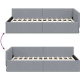 vidaXL Kotna postelja Svetlo siva 90 x 200 cm Tkanina in oblikovan les | Shoptok.si