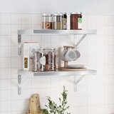 The Living Store Stenske police 2 kosa 50x30x3 cm srebrna nerjaveče jeklo - Stenska Polica, (21554324) Cene