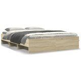 Furnova Posteljni okvir brez vzmetnice hrast 150x200 cm inženirski les, (21937769) | Shoptok.si