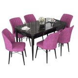 Hanah home set trpezarijski sto i 6 stolica nef black marble purple | ePonuda.com