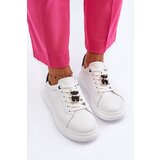 VINCEZA Women's Leather Sneakers with Bear White Mirven | Shoptok.si