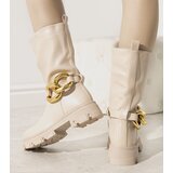 Gemre Beige insulated ankle boots with chain Harrison | Shoptok.si