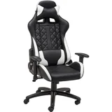 GAMING STOL kovina, umetna masa, tekstil črna, bela