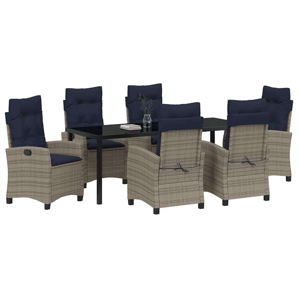  Vrtni set za objed s jastukom 7 pcs Siva poliratan | shoptok.hr