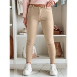 DStreet Spodnie damskie jeansowe CLARET z paskiem w zestawie jasnobeżowe UY2440 | shoptok.hr