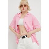 Levi's Lanena košulja za žene, boja: ružičasta, relaxed, s klasičnim ovratnikom | shoptok.hr
